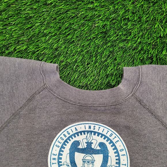 Vintage Georgia-Tech Sweatshirt Womens M/L 25x23 Baggy Crop Faded - Picture 9 of 13